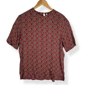 JH Collectibles Vintage 90s Top Womens Size 8 Rayon Union Made in USA Geometric